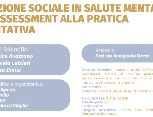 Evento ECM residenziale “COGNIZIONE SOCIALE IN SALUTE MENTALE: DALL’ASSESSMENT ALLA PRATICA RIABILITATIVA” 2024